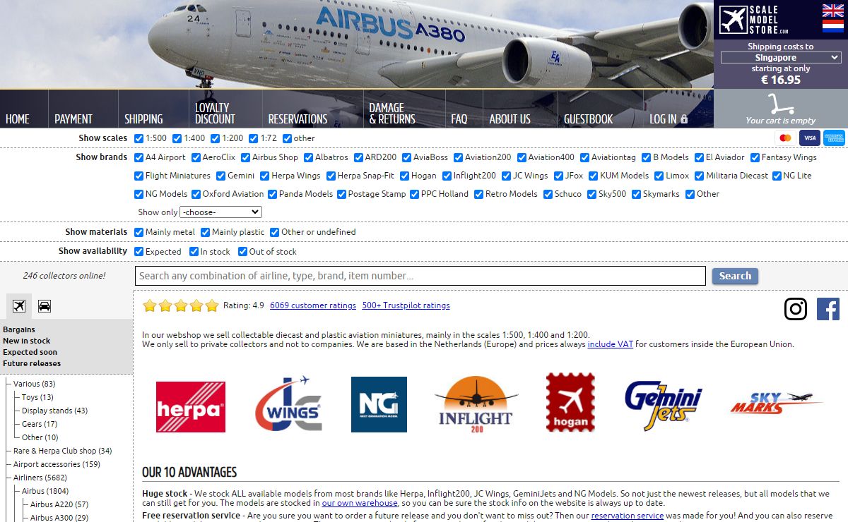 ScaleModelStore.com :: Herpa Wings, GeminiJets, JC Wings, Inflight200, NG Models, Hogan, PPC and Skymarks airplane models