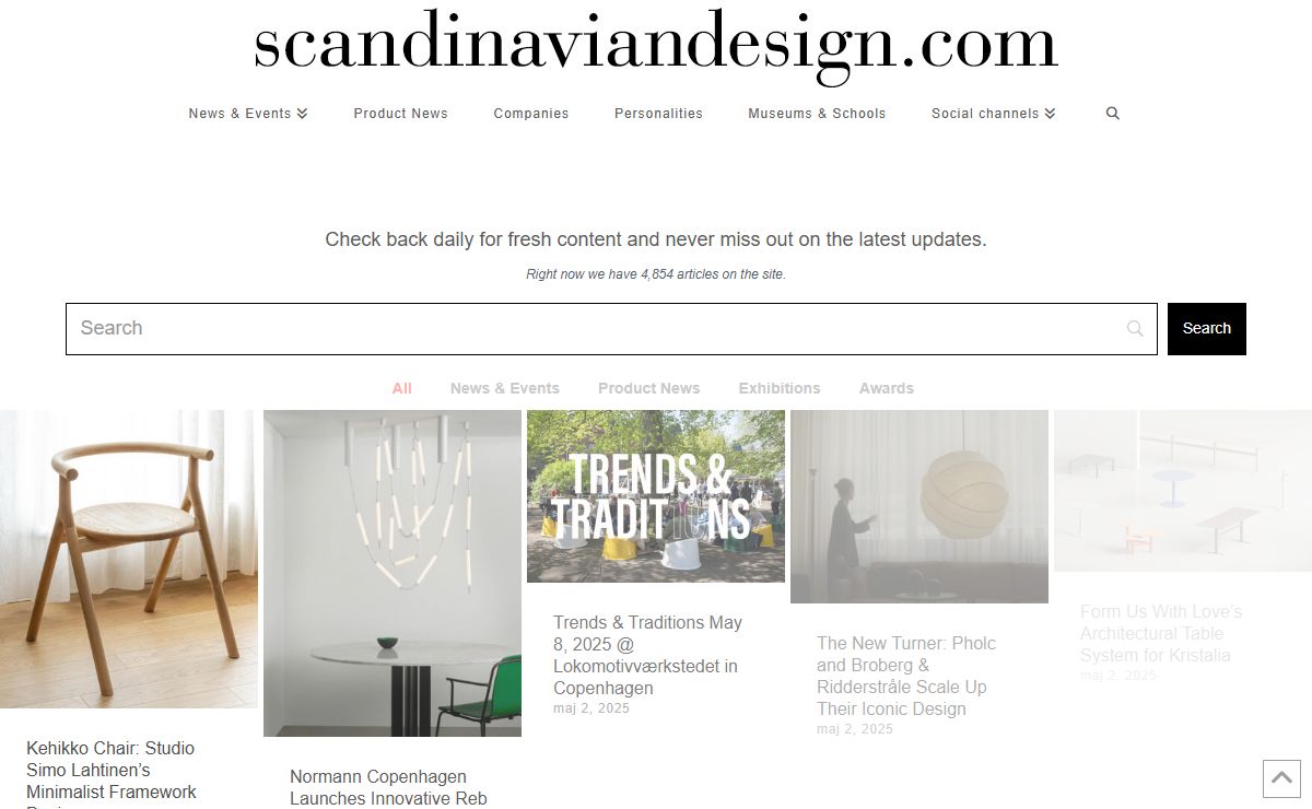 Leading source for Scandinavian design news, featuring Nordic furniture, interiors, and designer profiles. Daily updates on exhibitions, products, and industry trends since 1996. - Scandinaviandesign.com