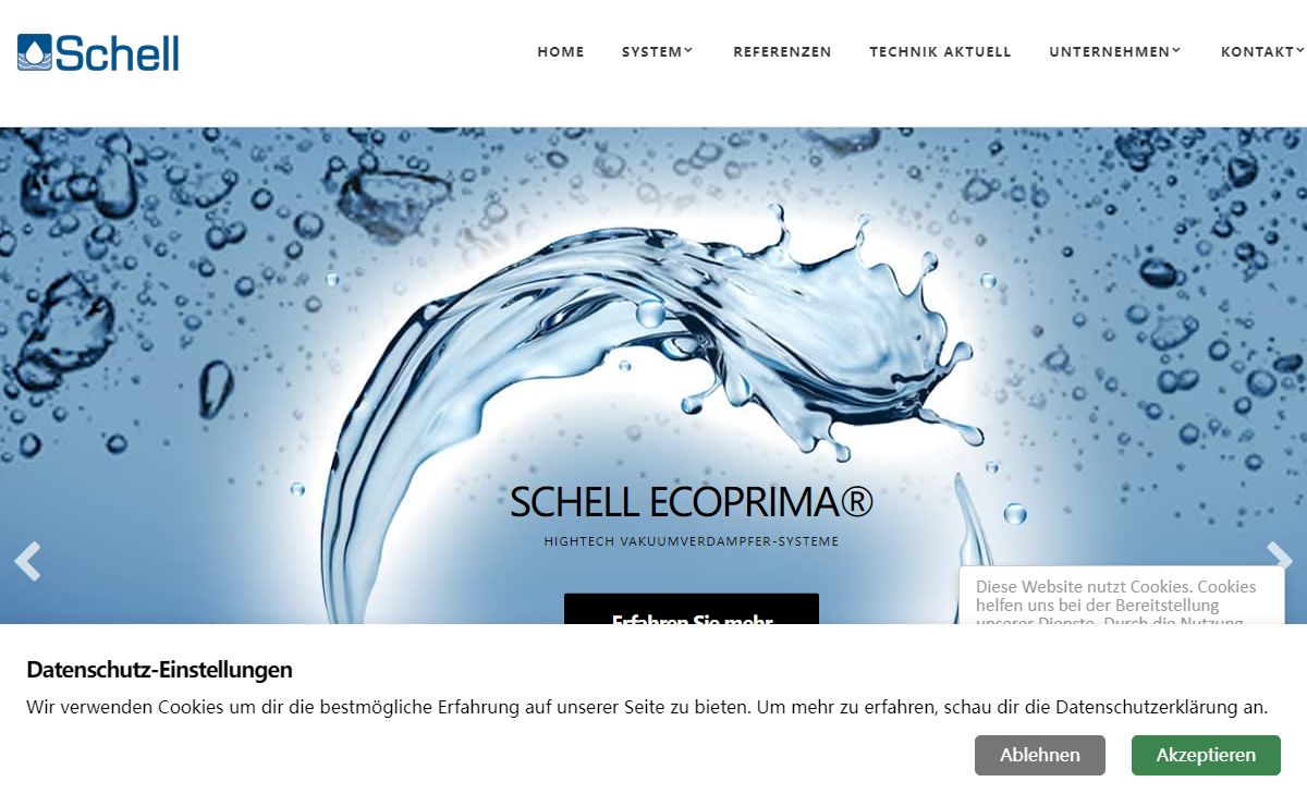 Home • SCHELL GmbH & CO KG ECOPRIMA Vakuumverdampfer zur Abwasseraufbereitung