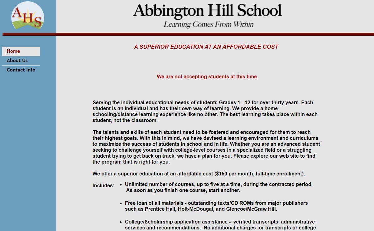 Home Schooling - Abbington Hill School