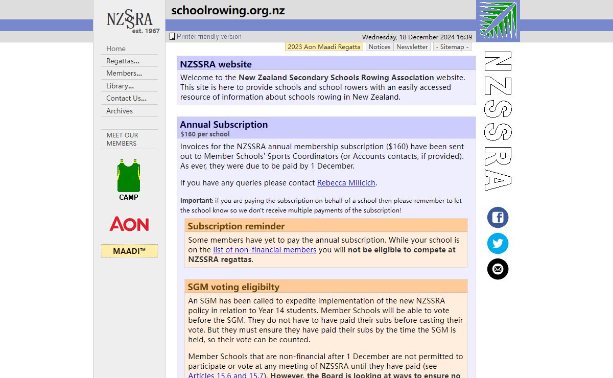 NZSSRA Homepage