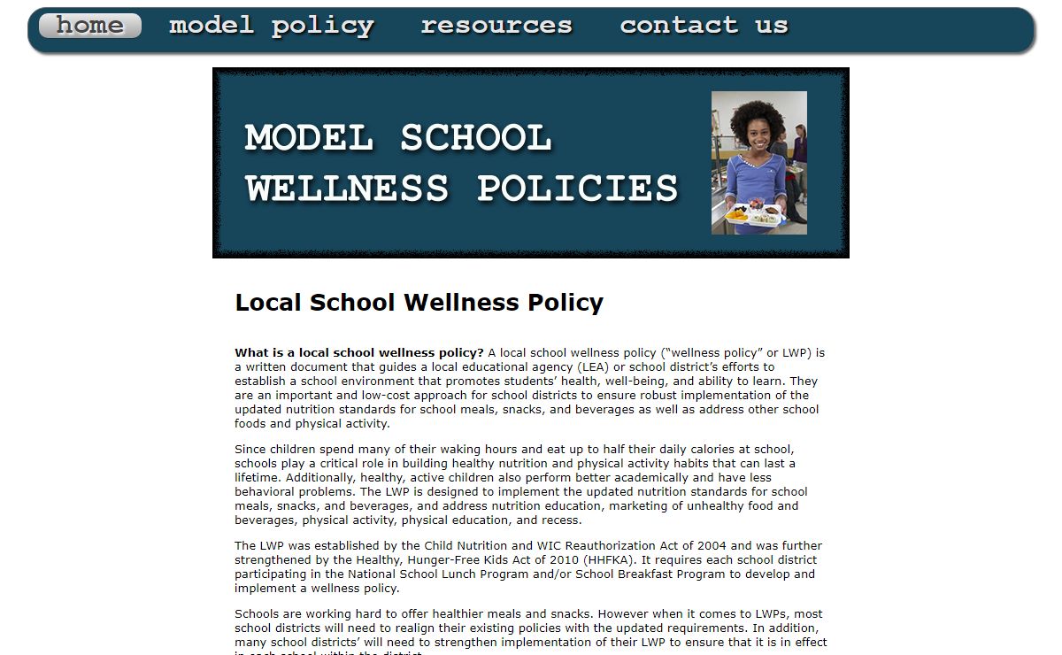 home ~ Model School Wellness Policies