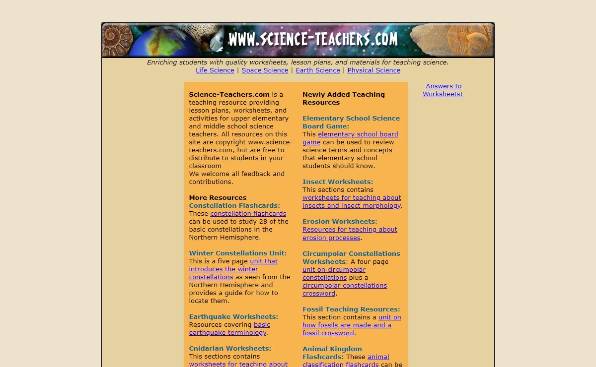 Science Teaching Materials, Activities, Worksheets, and Lesson Plans