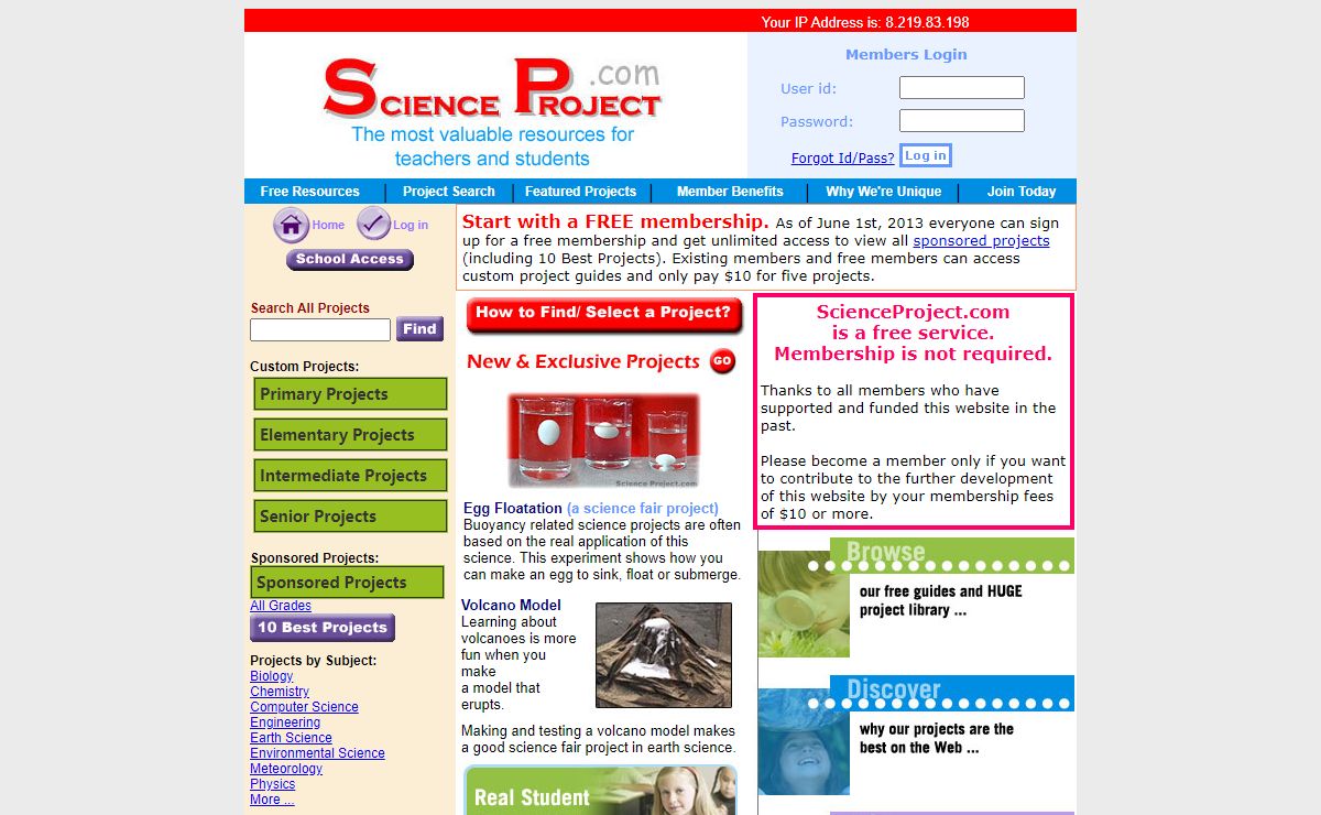 Science Project Ideas, information and support for Science Fair Projects