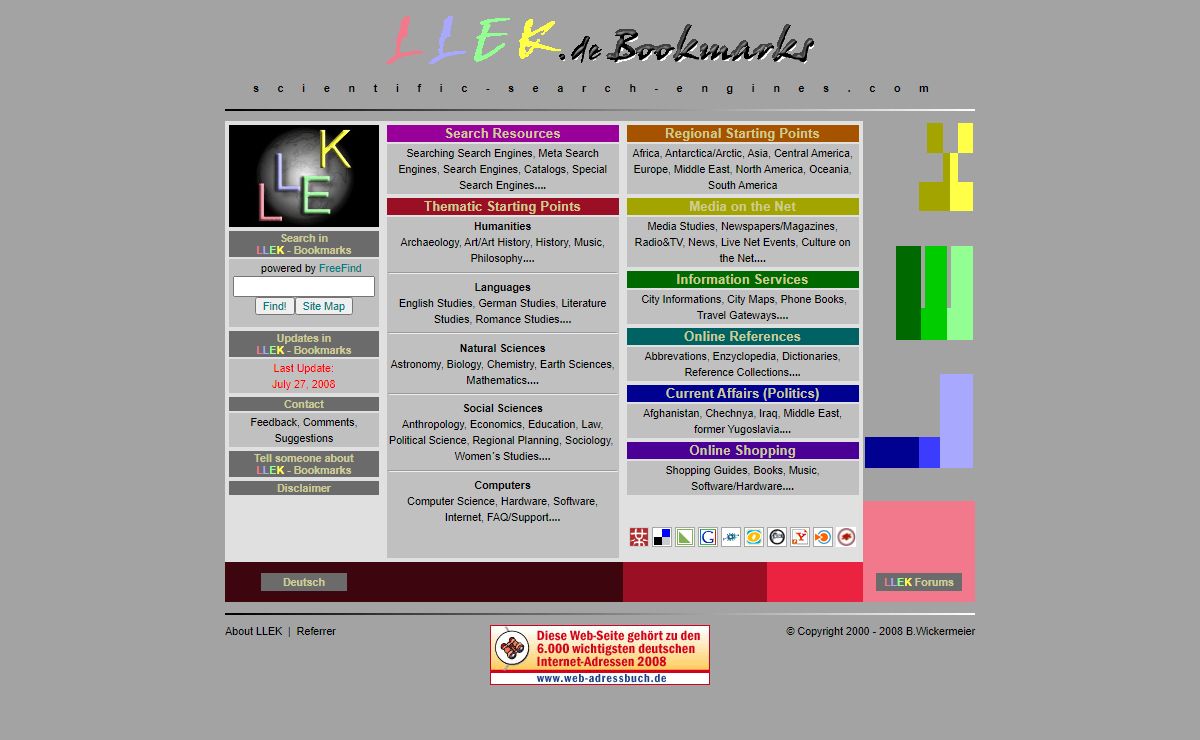 LLEK Bookmarks-Scientific Search Engines