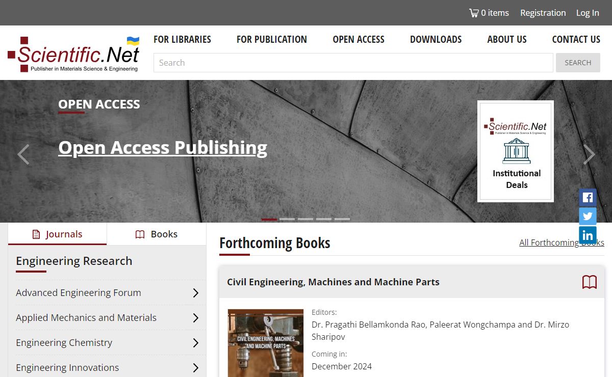 We publish scientific and engineering peer-reviewed academic journals and book series | Scientific.Net