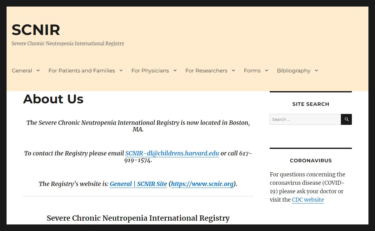 SCNIR – Severe Chronic Neutropenia International Registry
