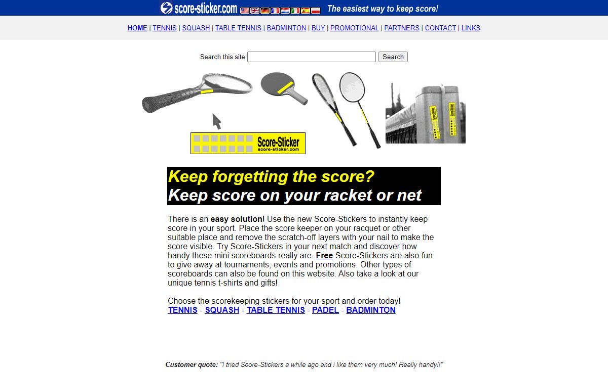 Score keeper for tennis, squash, table tennis, badminton & more