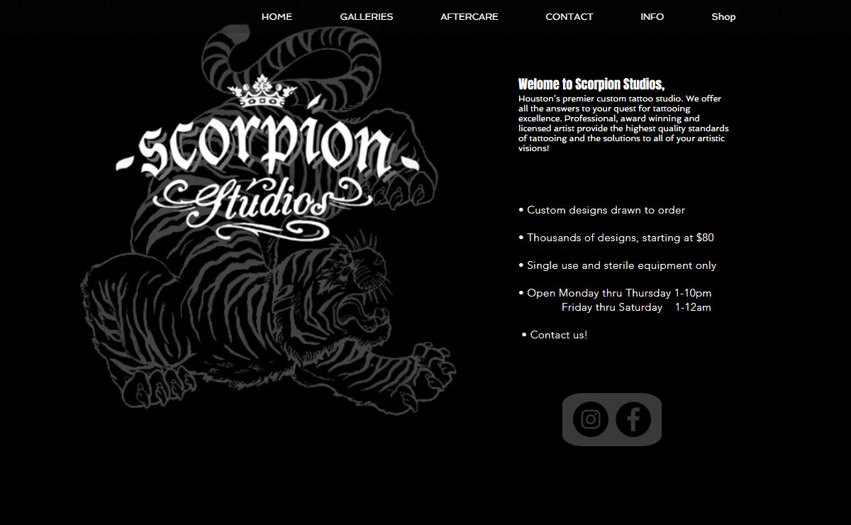 Scorpion Studios | award winning tattoo shop | 1401 Westheimer Road, Houston, TX, USA