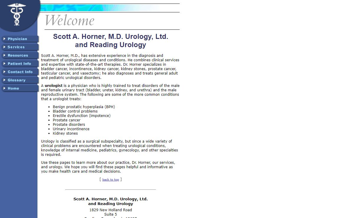 Scott A. Horner, M.D. Urology, Ltd. and Reading Urology - Urologist - Reading, PA - Welcome