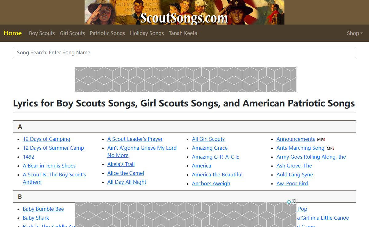 Scout Songs: Song Lyrics for Boy Scouts Songs, Girl Scouts Songs, and American Patriotic Songs