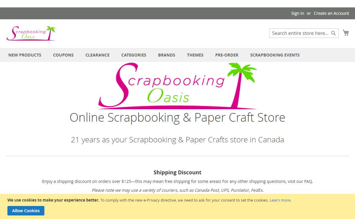 Scrapbooking Oasis: Canada's Online Scrapbook & Paper Craft Shop