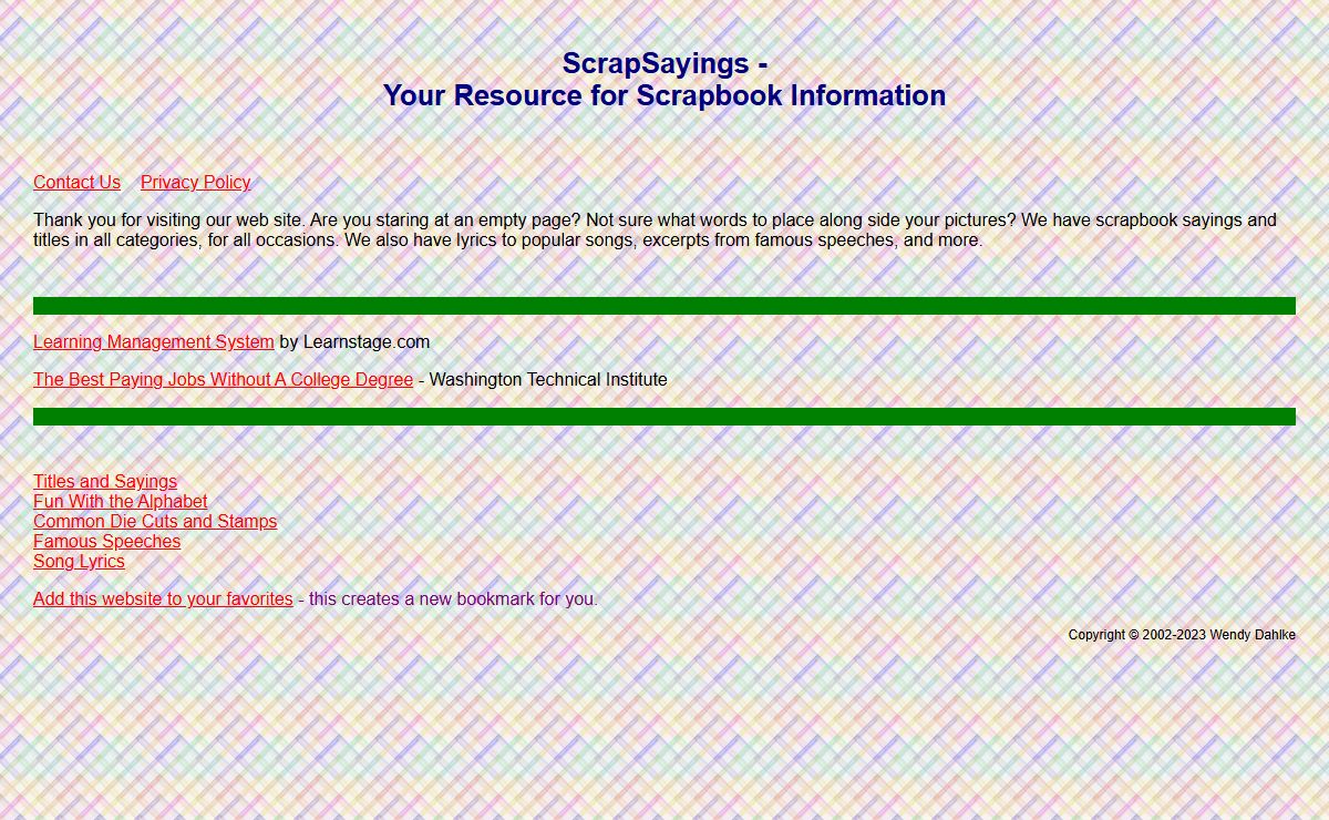 ScrapSayings, Scrapbook Resource