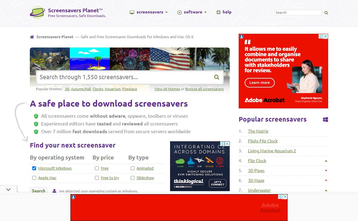 Screensavers Planet - 1550 Free Screensaver Downloads