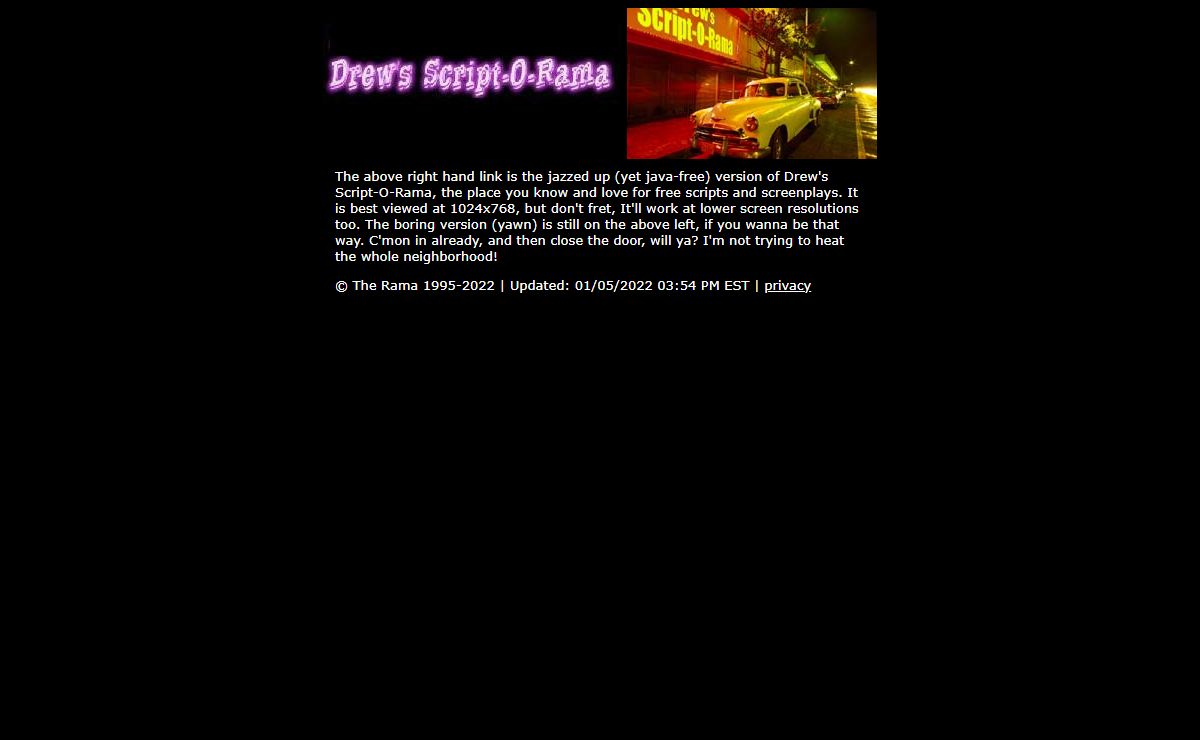 Drew's Script-O-Rama: free movie scripts and screenplays, baby!