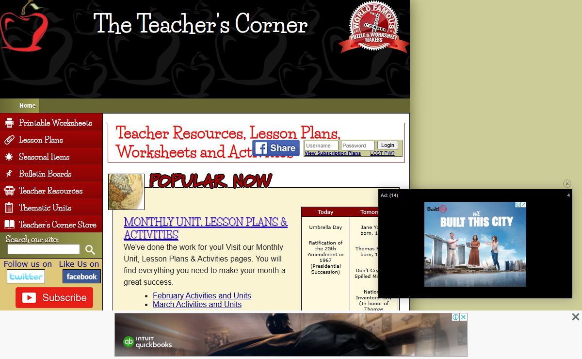 The Teacher's Corner - Lesson Plans, Worksheets and Activities