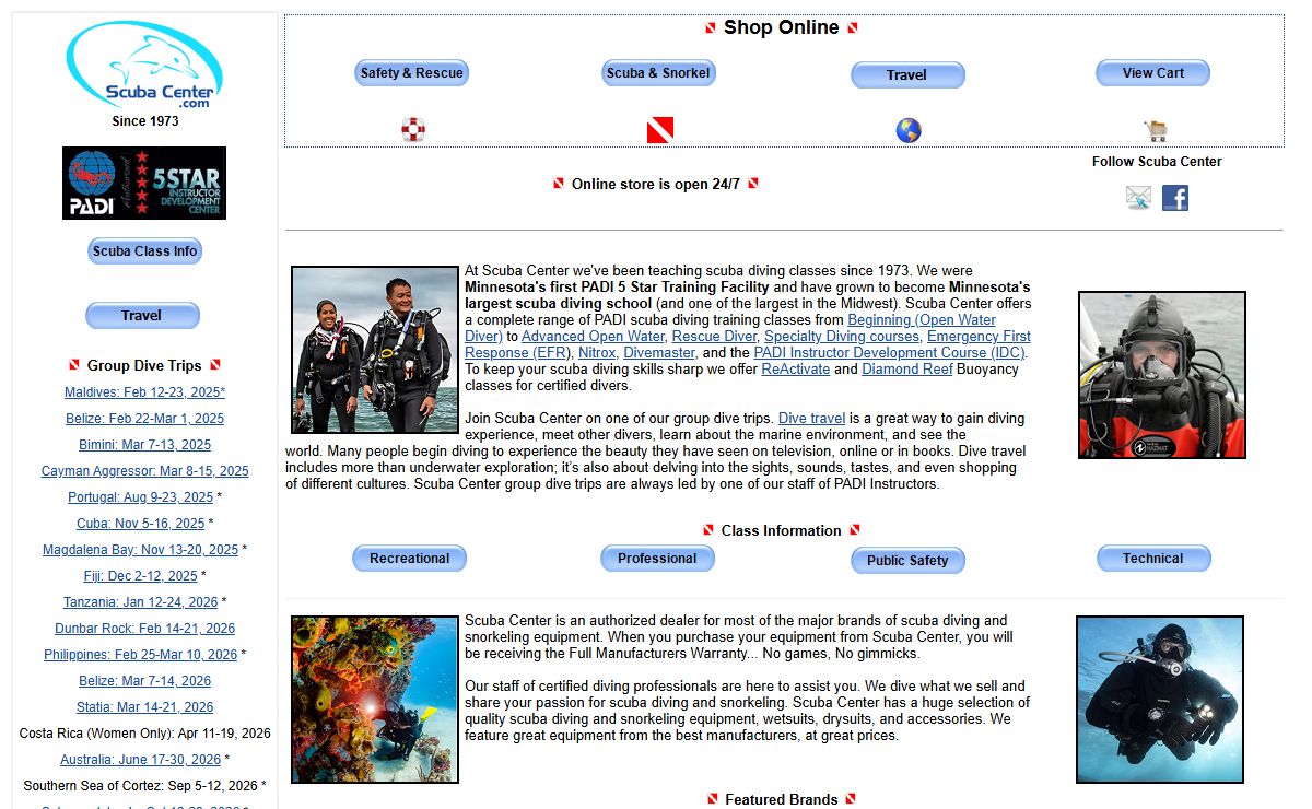 Scuba Center | Minnesota's Largest PADI Scuba Diving School | Scuba Diving and Snorkeling Equipment, Water Rescue Equipment | Scuba Diving Classes | Dive Travel | Minneapolis, Minnesota and Eagan, Minnesota