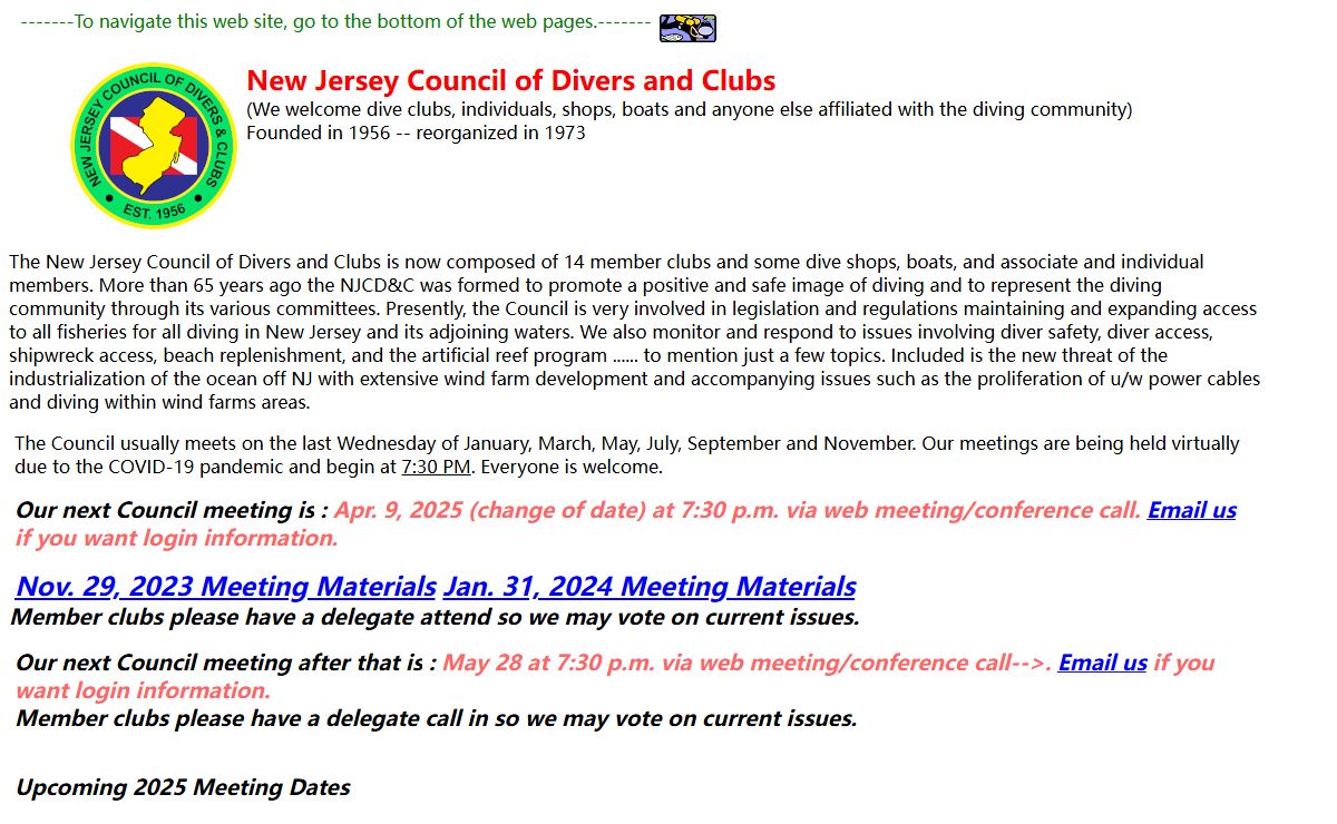 NJ Council of Divers and Clubs - Home page