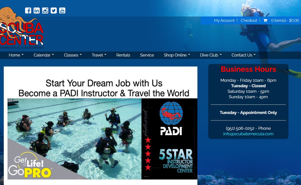 Scuba Center Temecula | The Temecula Valley's only full service PADI 5-Star IDC SCUBA Center