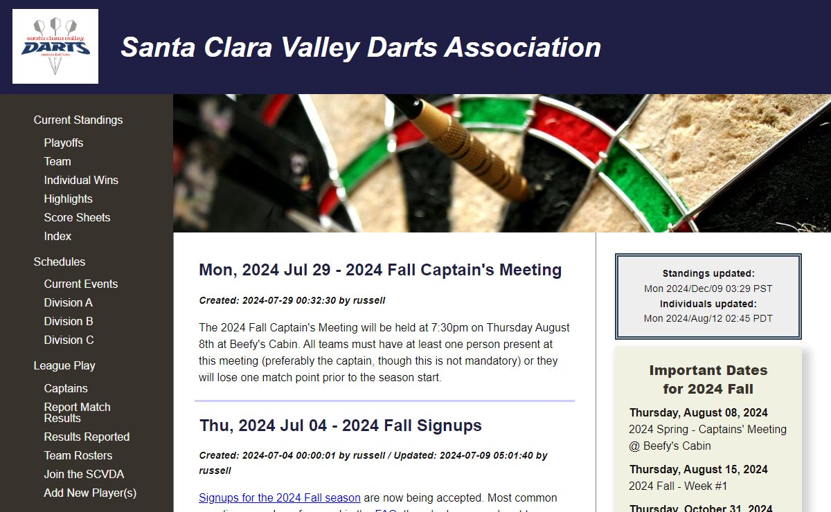 SCVDA: Home of the Santa Clara Valley Darts Association