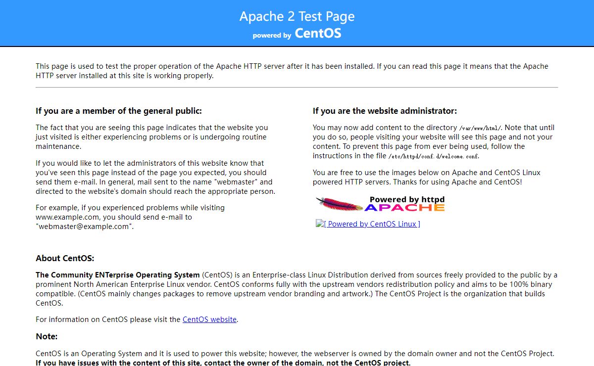 Apache HTTP Server Test Page powered by CentOS