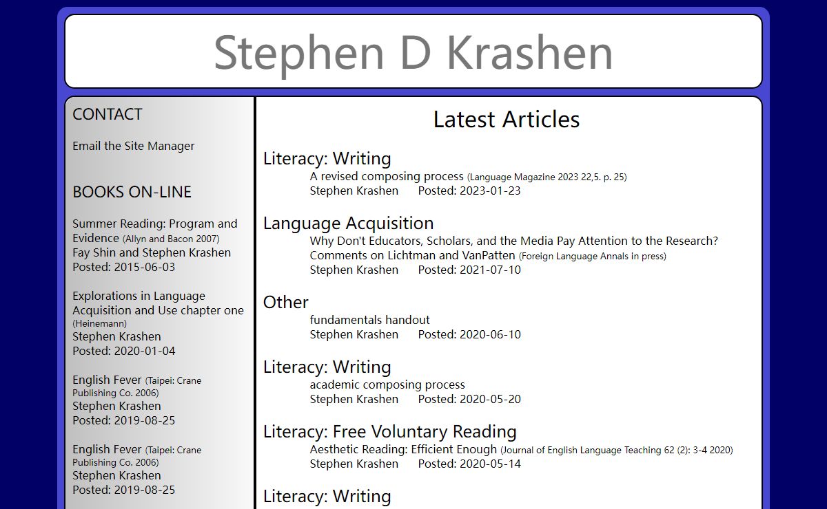 Books and Articles by Stephen D Krashen