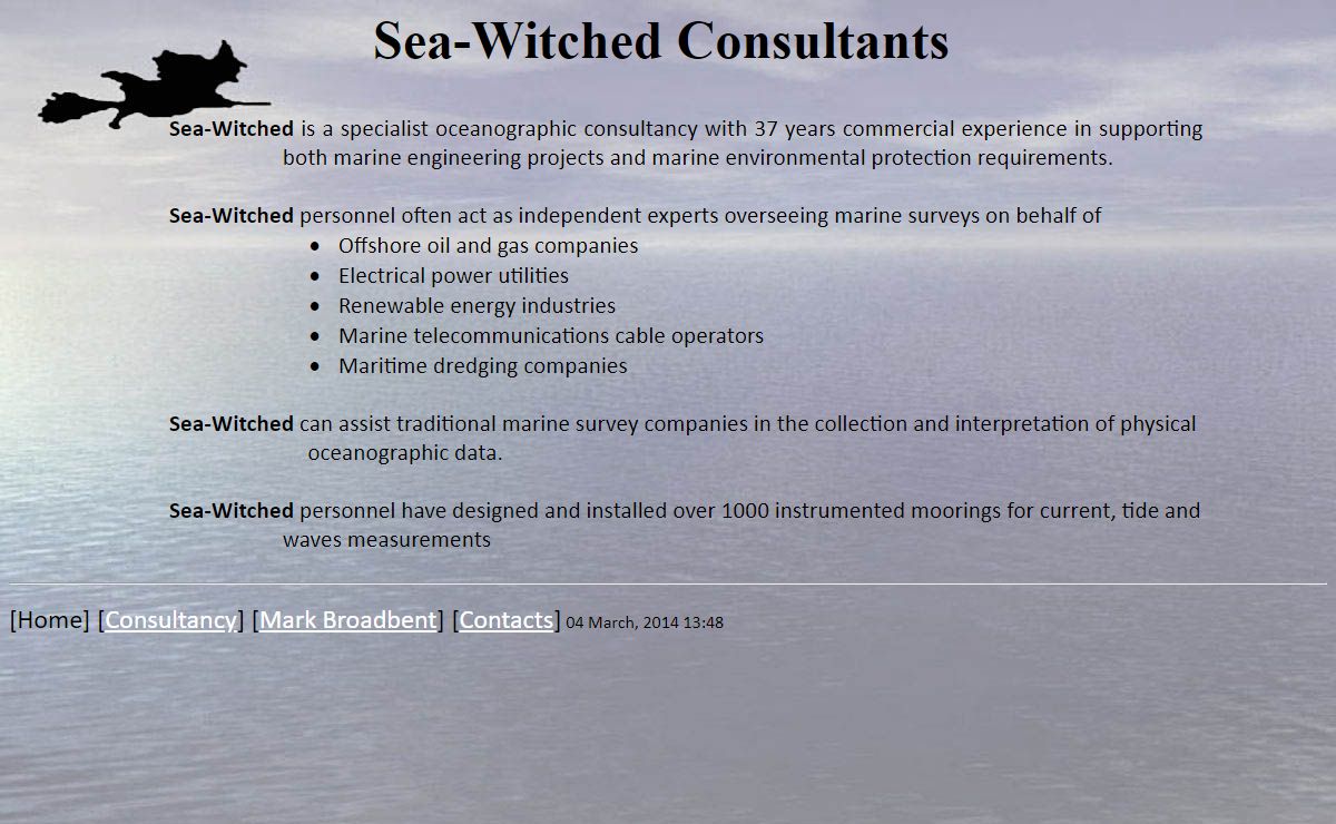 Sea-Witched Consultants, commercially aware Oceanographers and marine survey Project Managers