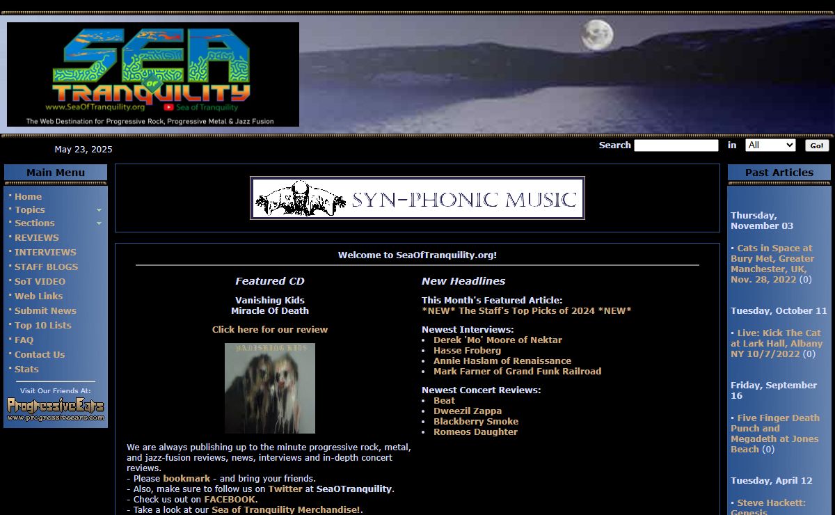 Sea of Tranquility - The Web Destination for Progressive Music!