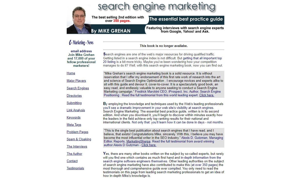 Search Engine Marketing Book: The essential best practice guide. By Mike Grehan.