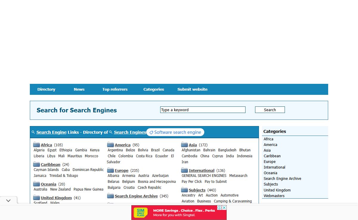 Search Engine Links - Directory of Search Engines