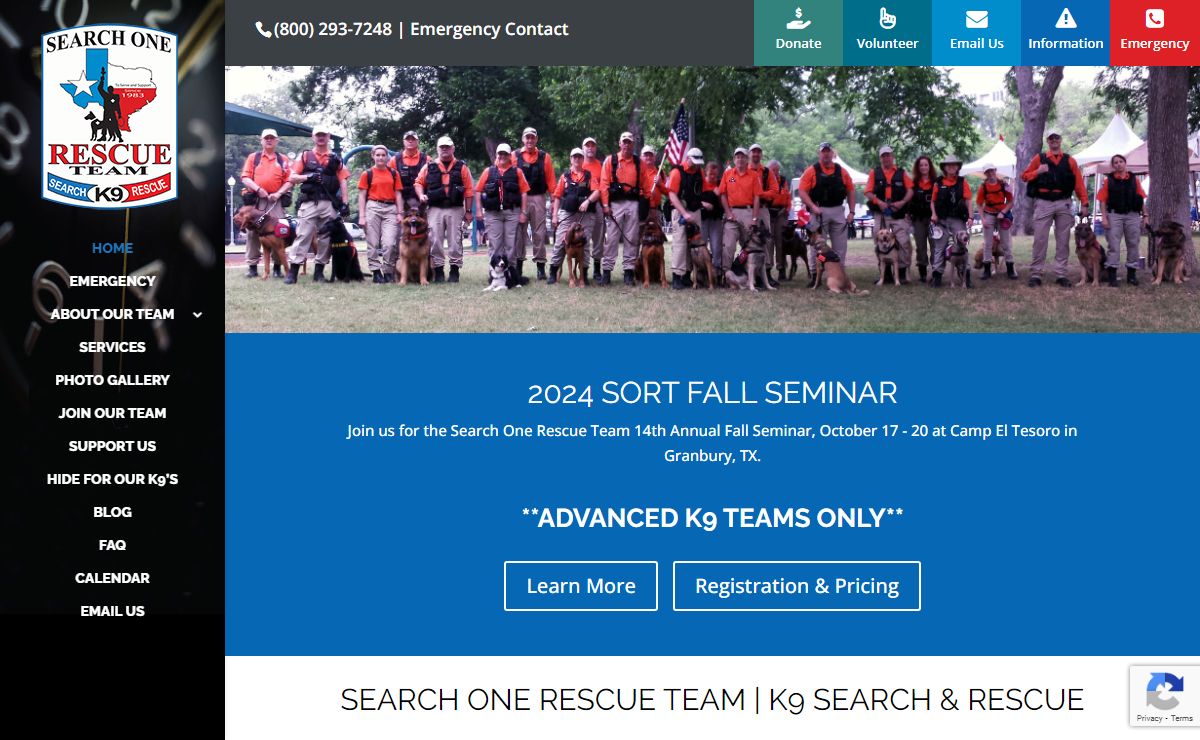 Search One Rescue Team | K9 Search & Rescue
