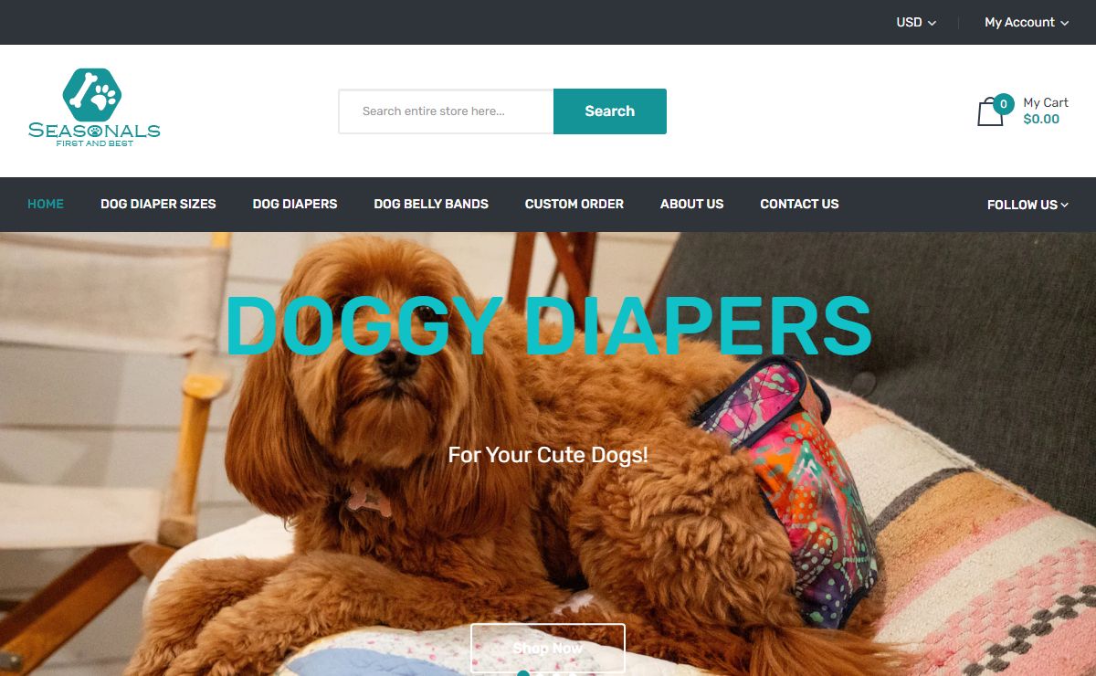 Dog Diapers and Belly Bands from Seasonals– Seasonals Dog Diapers