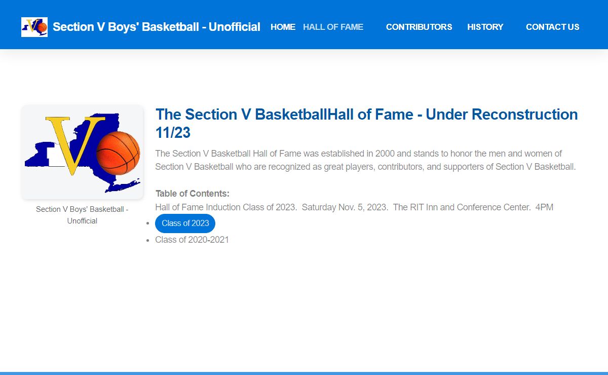 Section V Boys' Basketball - Unofficial