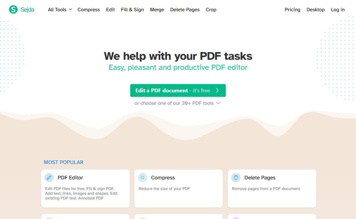 Sejda helps with your PDF tasks