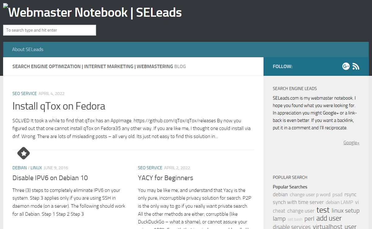 Webmaster Notebook | SELeads | Search Engine Optimization | Internet Marketing | Webmastering