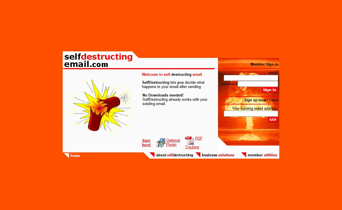 self-destructing email. Now YOU decide what they can do with your mail!
