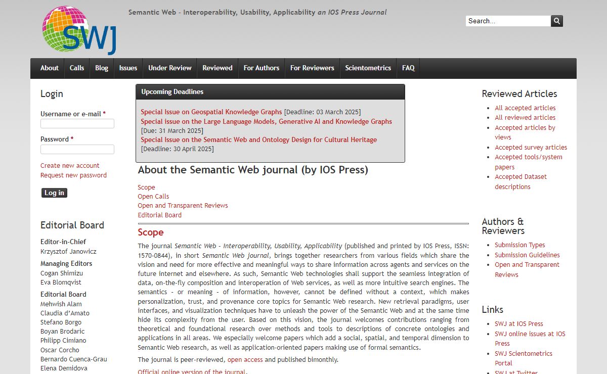 About the Semantic Web journal (by IOS Press) | www.semantic-web-journal.net