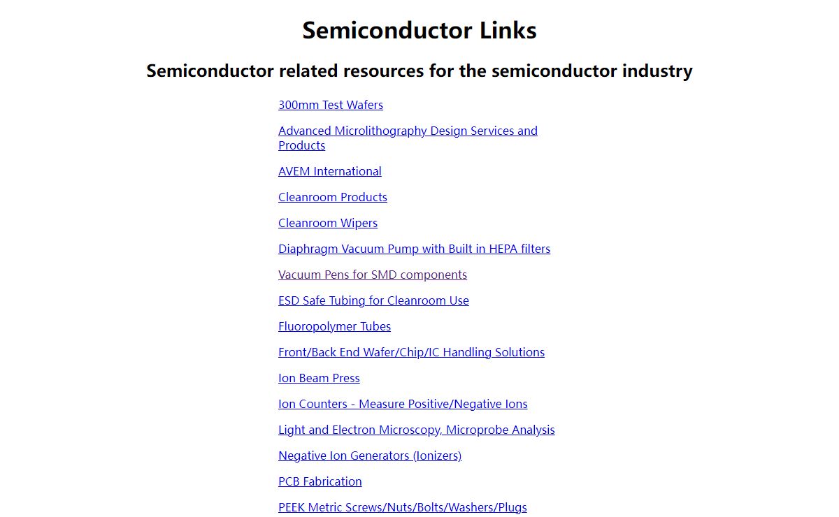 Semiconductor Related Resources - Semiconductor Links