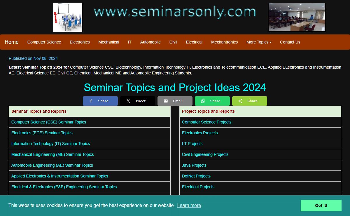 Seminar Topics 2024 : CSE|ECE|IT|MECH|EEE|Civil|AE PPT and Report