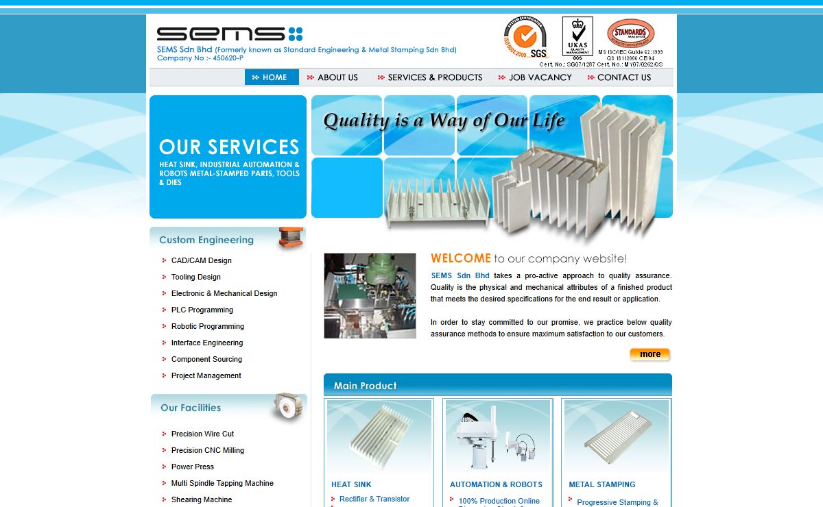 SEMS Sdn Bhd - Malaysia - Heat Sink, Automation & Robots, Metal Stamping