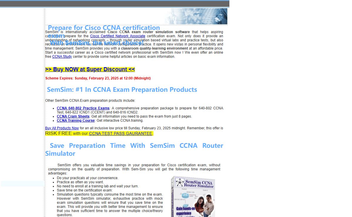 SemSim CCNA Exam: Cisco CCNA Certification Exam Free Study & Router Simulator - 640-802, ICND1, ICND2, CCENT