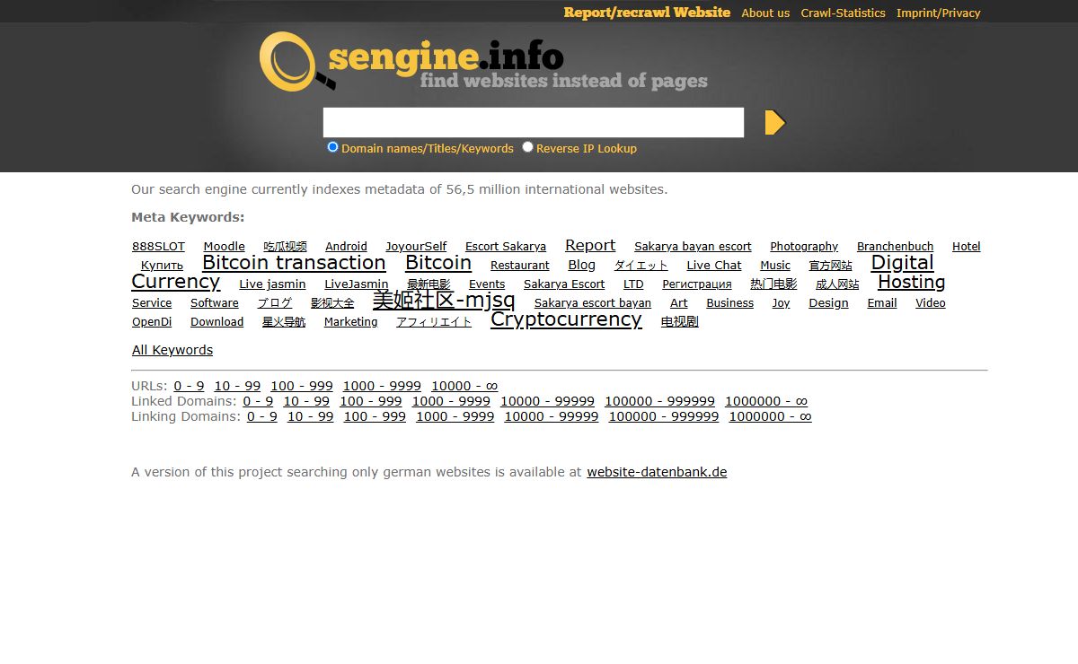 Website search engine, Reverse IP Lookup