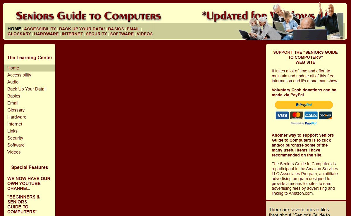 Senior's Guide to Computers - Updated for Windows 10 - A Beginner's Tutorial for Your Computer, hardware, software, security, backup, accessibility, internet, audio and email