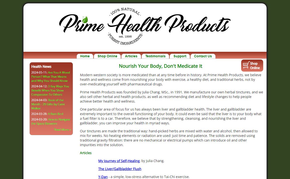 PrimeHealthProducts.ca: Nourish Your Body, Don't Medicate It