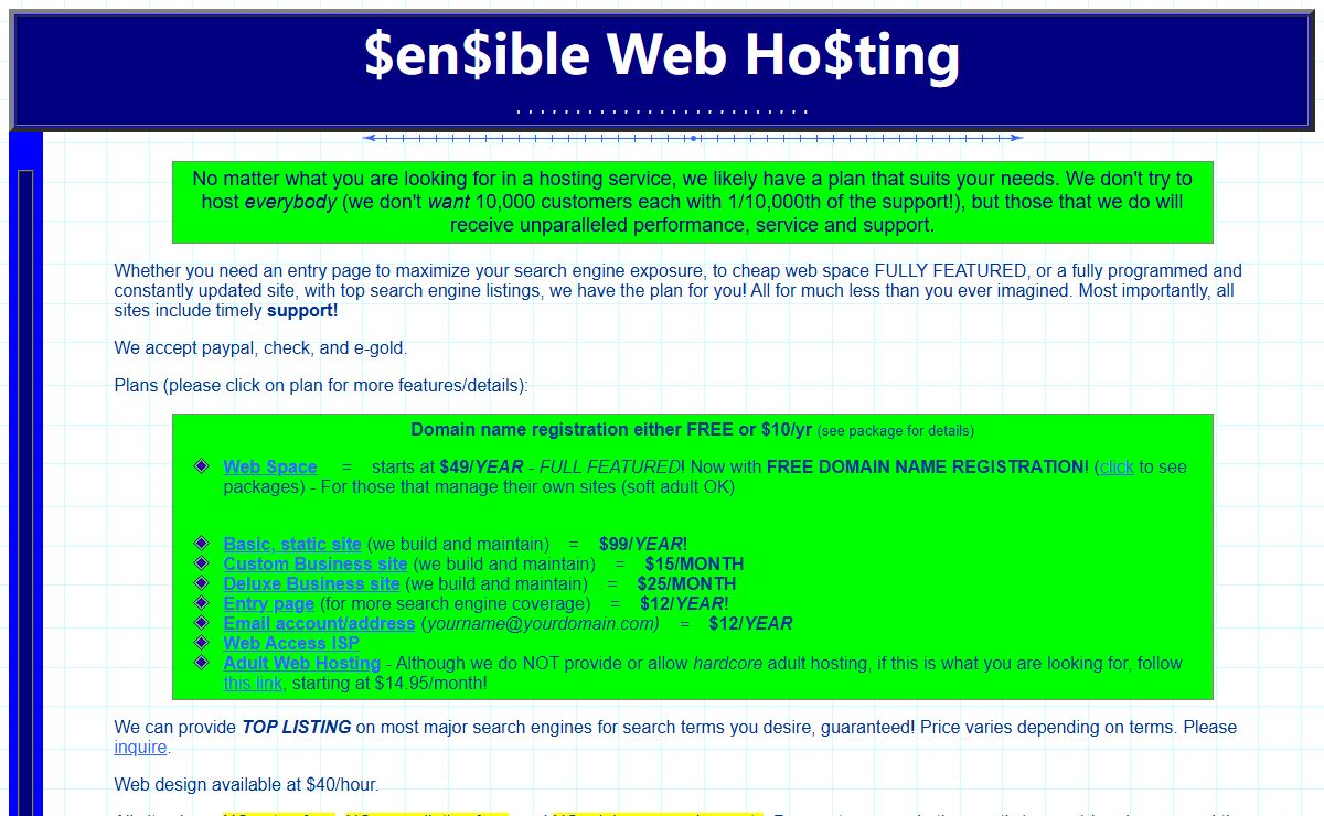 Sensible Webhosting - Home Page