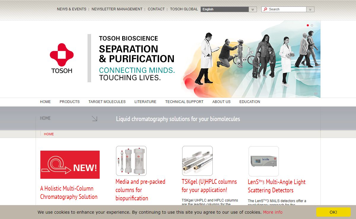 Liquid chromatography solutions for your biomolecules | https://www.separations.eu.tosohbioscience.com