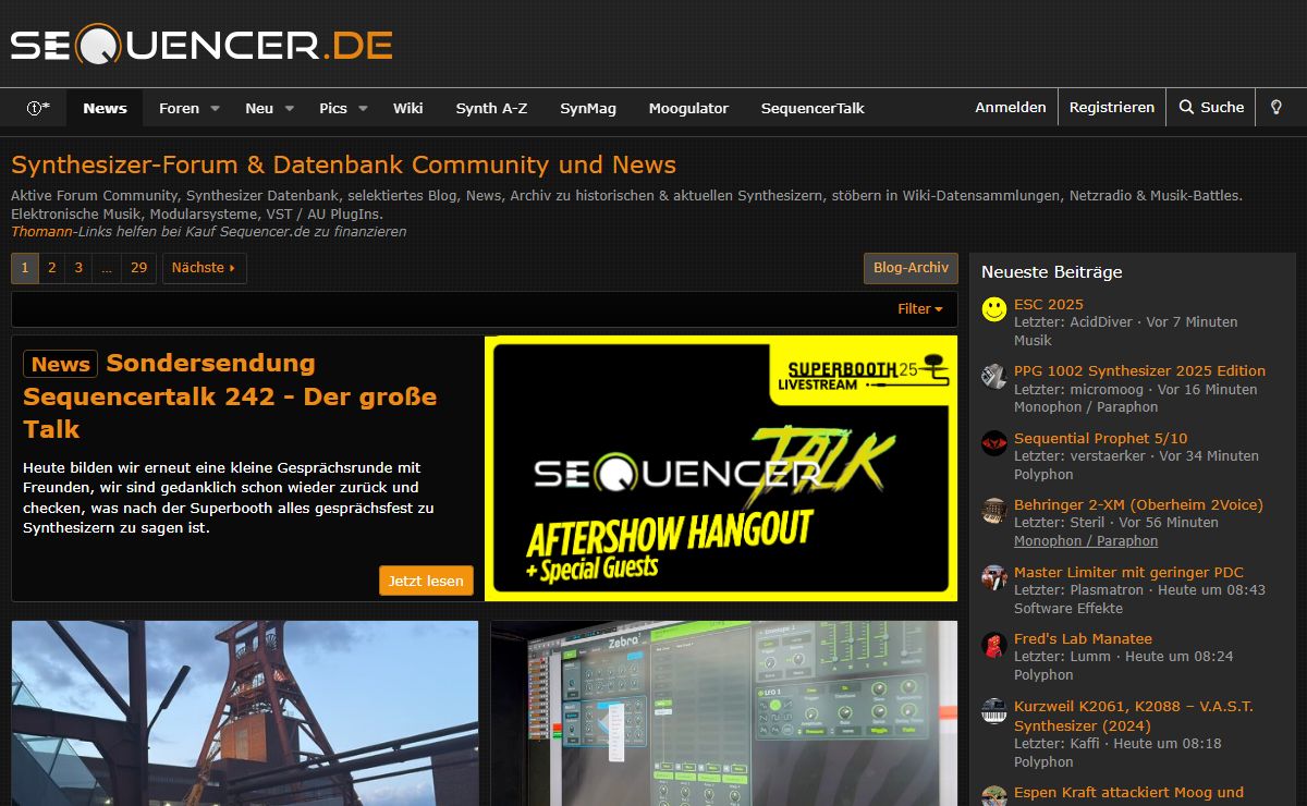 Sequencer News, Synthesizer-Datenbank & Musik News | Synthesizer @ Sequencer-Forum