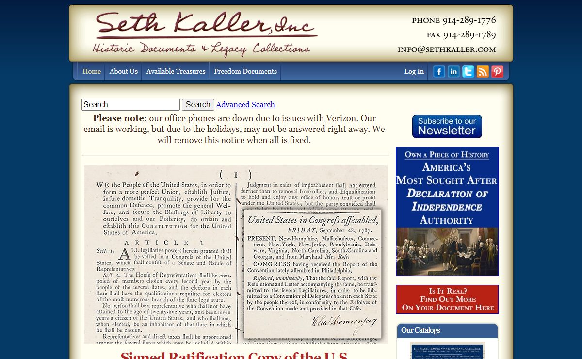 Historic | documents | autographs | manuscripts | buy | Seth Kaller