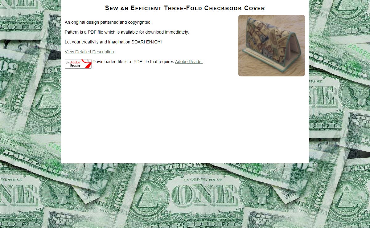 Three-fold Checkbook Cover Sewing Pattern