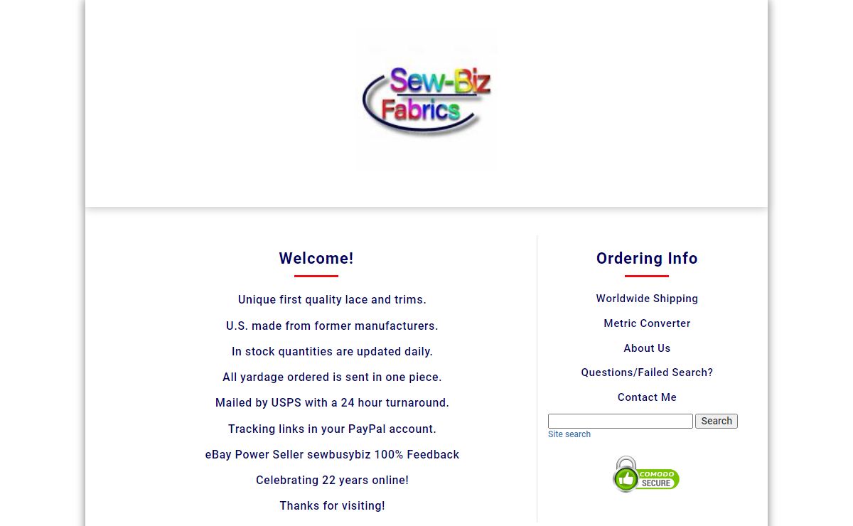 Sew-Biz Fabrics Home Page